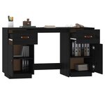 vidaXL Bureau avec armoires Noir 135x50x75 cm Bois massif de pin