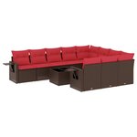 vidaXL Salon de jardin et coussins 11 Pièces marron résine tressée
