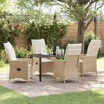 vidaXL Ensemble de salle à manger pour jardin 5 Pièces Beige Poly rotin