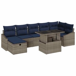vidaXL Ensemble de canapé de jardin 8 Pièces Gris polyrotin