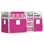 vidaXL Lit superposé avec rideaux rose 90x190 cm bois pin massif