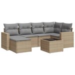 vidaXL Salon de jardin avec coussins 7 Pièces beige résine tressée