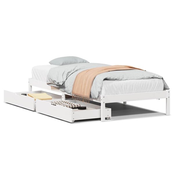 vidaXL Cadre de lit sans matelas blanc 75x190 cm bois de pin massif