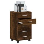 vidaXL Armoire à tiroirs avec roulettes Chêne fumé Bois d'ingénierie