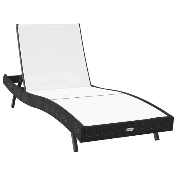 vidaXL Chaise Longue Noir Poly Rattan et Textilène