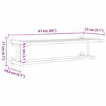 vidaXL Porte-serviettes Noir 61 x 23 x 17 cm Acier inoxydable