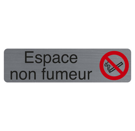 Plaque Adhésive Imitation Aluminium Espace Non Fumeurs 16 5x4 4 Cm - Gris - Exacompta