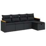 vidaXL Salon de jardin 5 Pièces avec coussins noir résine tressée