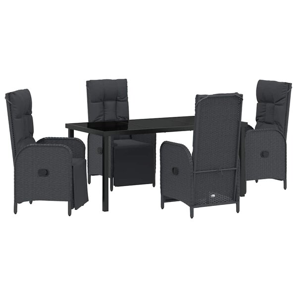 vidaXL Ensemble de salle à manger pour jardin 5 Pièces Noir Poly rotin