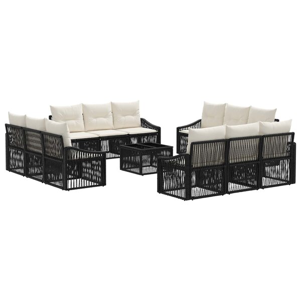 vidaXL Ensemble de canapé de jardin 13 pc Noir polyrotin