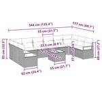 vidaXL Ensemble de Canapé de Jardin 11 Pièces avec Coussins Brun en Rattan Poly