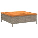 vidaXL Table de jardin gris 70x70x25 cm résine tressée et bois acacia