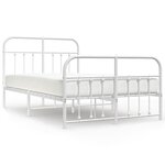 vidaXL Cadre de lit métal sans matelas et pied de lit blanc 120x190 cm