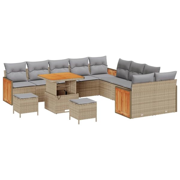 vidaXL Ensemble de canapé de jardin 13 Pièces beige et gris clair