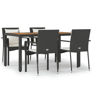 vidaXL Ensemble à manger de jardin coussins 5Pièces Noir Résine tressée