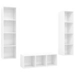 vidaXL Ensemble de meubles TV 3 Pièces Blanc brillant Bois d'ingénierie