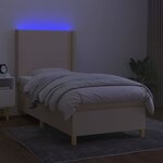 vidaXL Sommier à lattes de lit matelas et LED Crème 90x200 cm Tissu