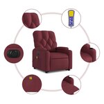 vidaXL Fauteuil inclinable de massage électrique Rouge bordeaux Tissu