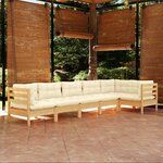 vidaXL Salon de jardin 6 Pièces avec coussins crème bois de pin
