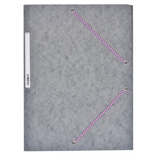 Chemise Carte Lustée 24 x 32 cm à rabats avec élastique et étiquette de dos Gris COUTAL