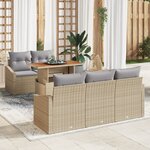 vidaXL Ensemble de Salle à Manger de Jardin 6 Pièces avec Coussins Rattan Poly Beige Acacia