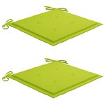 vidaXL Chaises de jardin lot de 2 avec coussins vert vif Bois de teck