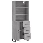 vidaXL Buffet haut Sonoma gris 69 5x34x180 cm Bois d'ingénierie
