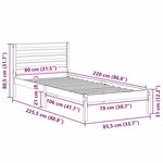 vidaXL Cadre de lit Marron cire 80 x 220 cm Bois massif en pin