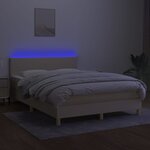 vidaXL Sommier à lattes de lit avec matelas LED Crème 140x190 cm Tissu