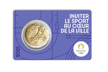 Monnaie 2€ commémorative Jeux Olympiques de Paris 2024 - Qualité BU Millésime 2021 - 4/5  JO