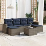 vidaXL Salon de jardin 7 Pièces avec coussins gris résine tressée