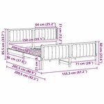 vidaXL Cadre de lit Marron et taupe 150 x 200 cm Bois massif en pin