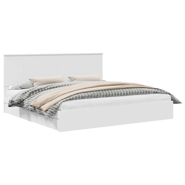 vidaXL Lit de Rangement Blanc 200 x 200 cm Bois d'ingénierie