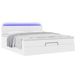 vidaXL Lit ottoman avec matelas & LED blanc pur 160x200cm similicuir