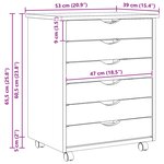 vidaXL Cabinet Roulant avec Tiroirs avec roue MOSS Vernis transparent