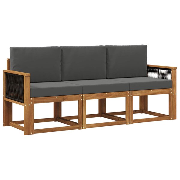 vidaXL Ensemble de canapés d'extérieur 3 pc Naturel et Anthracite