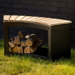 Esschert Design Banc avec rangement à bois courbé