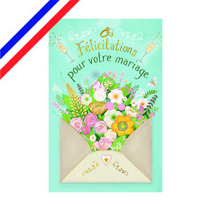Carte félicitations mariage - enveloppe de fleurs