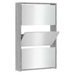 vidaXL Armoire à chaussures miroir 3 niveaux Sonoma gris 63x17x102 5cm