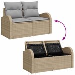 Ensemble de Canapés de Jardin de 10 pièces avec Coussins Beige Poly Rattan Acacia