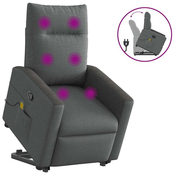 vidaXL Fauteuil de massage inclinable Gris foncé Tissu