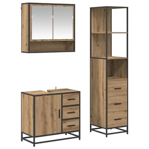vidaXL Ensemble de mobilier de salle de bain 3 Pièces Chêne artisanal