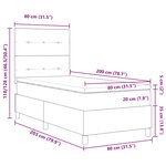 vidaXL Lit à ressorts avec matelas avec LED Noir 80 x 200 cm tissu