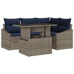 vidaXL Ensemble de canapé de jardin avec coussin 5 Pièces Gris et marine