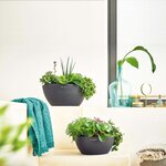 LECHUZA Jardinière CUBETO Stone 40 ALL-IN-ONE noir graphite 13842