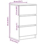 vidaXL Tables de chevet avec 3 tiroirs 2 Pièces sonoma gris 39x35x65 cm