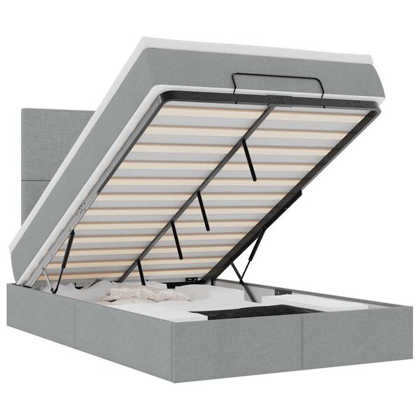 vidaXL Cadre de lit ottoman et matelas gris clair 120x200 cm tissu