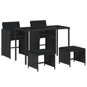 vidaXL Ensemble à manger de jardin coussins 5Pièces Noir Résine tressée