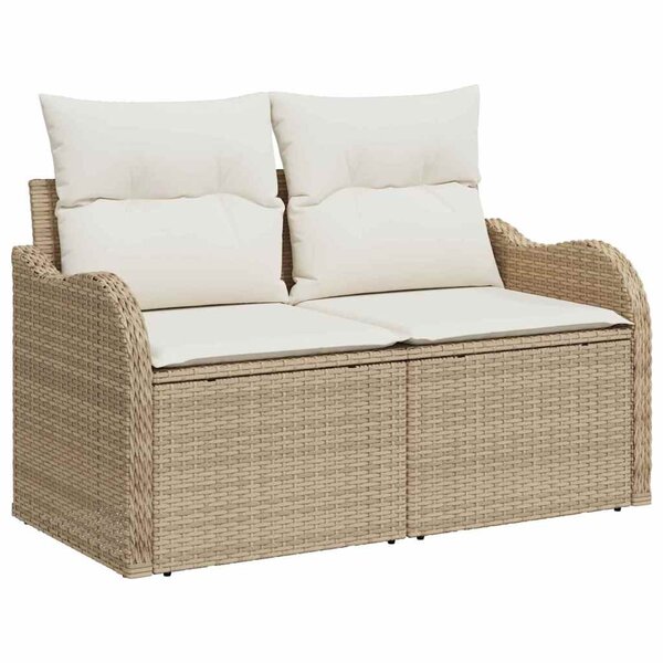 vidaXL Canapé de jardin avec coussin Beige 121 x 62 x 69cm polyrotin