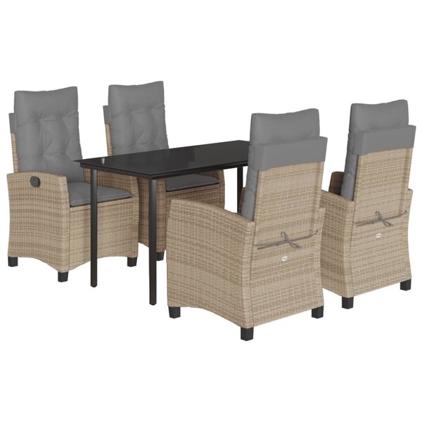vidaXL Ensemble à manger de jardin coussins 5 Pièces mélange beige rotin